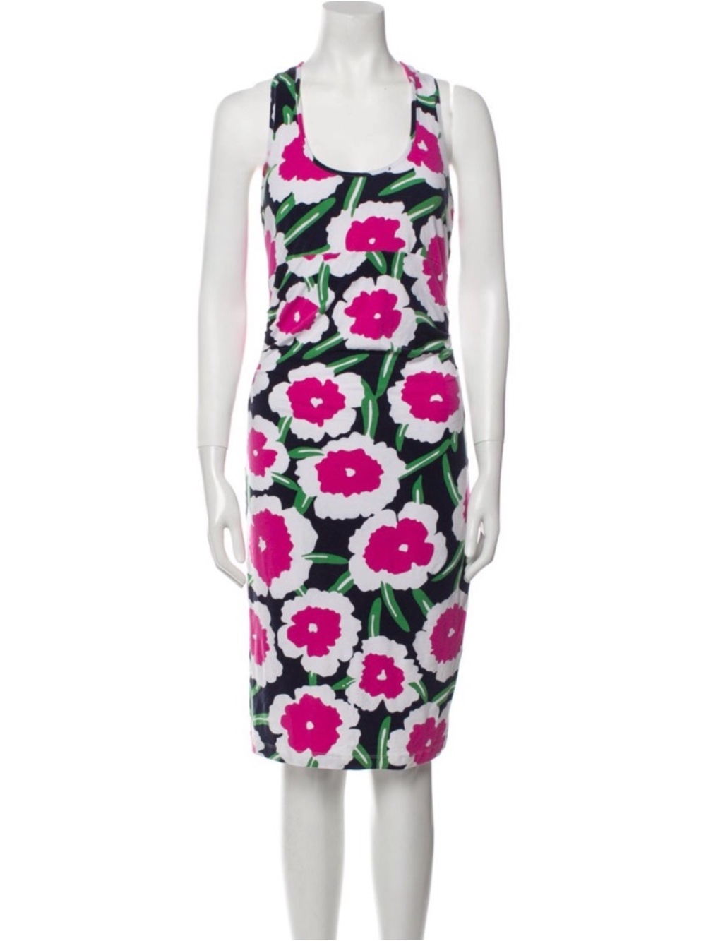 Diane Von Furstenberg Fuchsia Floral Tank Midi Dress on Black